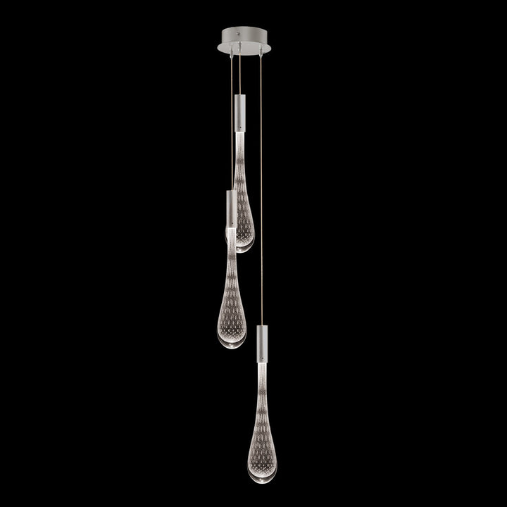 Fine Art Handcrafted Lighting Rain 7"W Round Pendant in Ombre Silver/Silver Glass (100173-7)