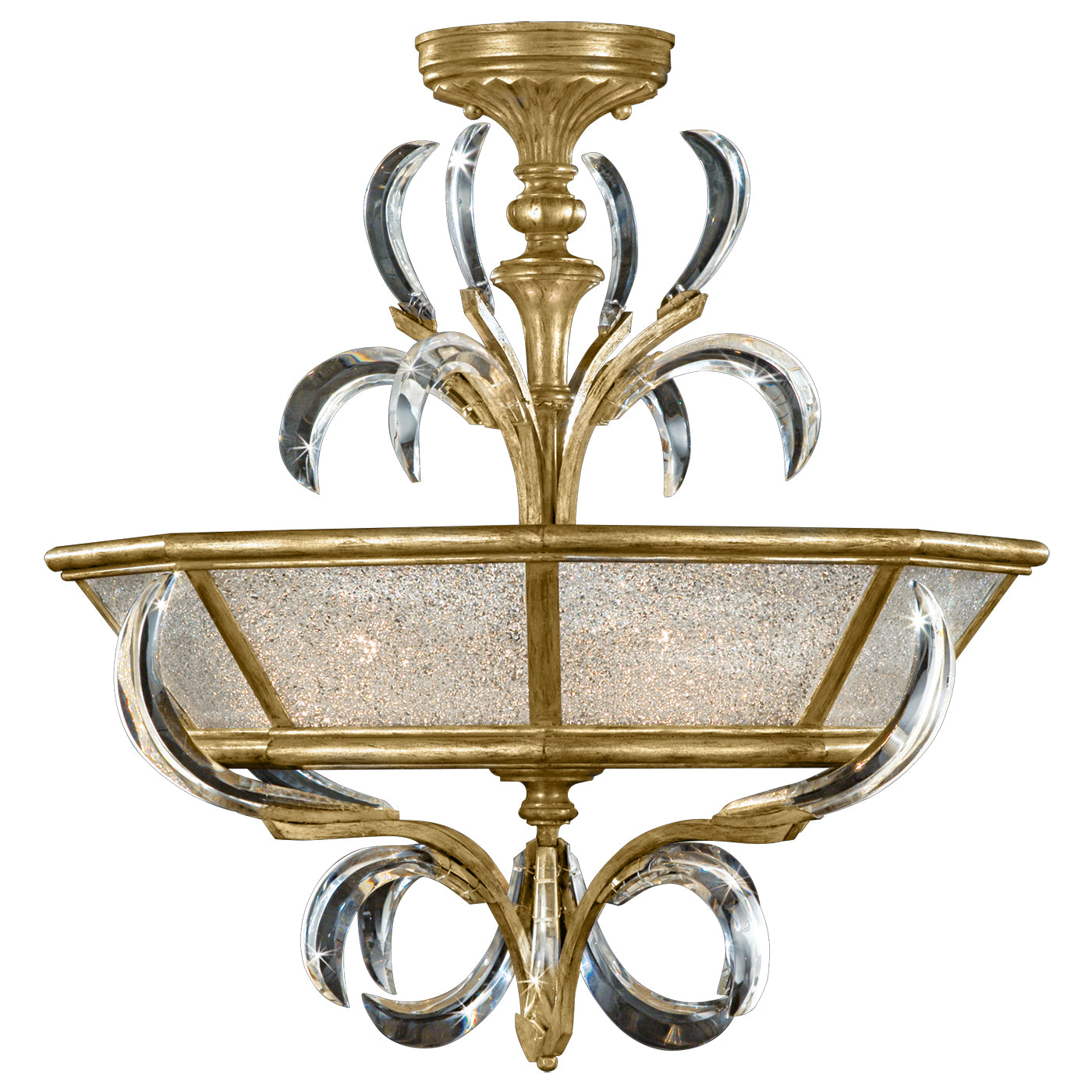 Fine Art Handcrafted Lighting Beveled Arcs Semi-Flush Mount Ceiling Mounts Fine Art Handcrafted Lighting Gold  