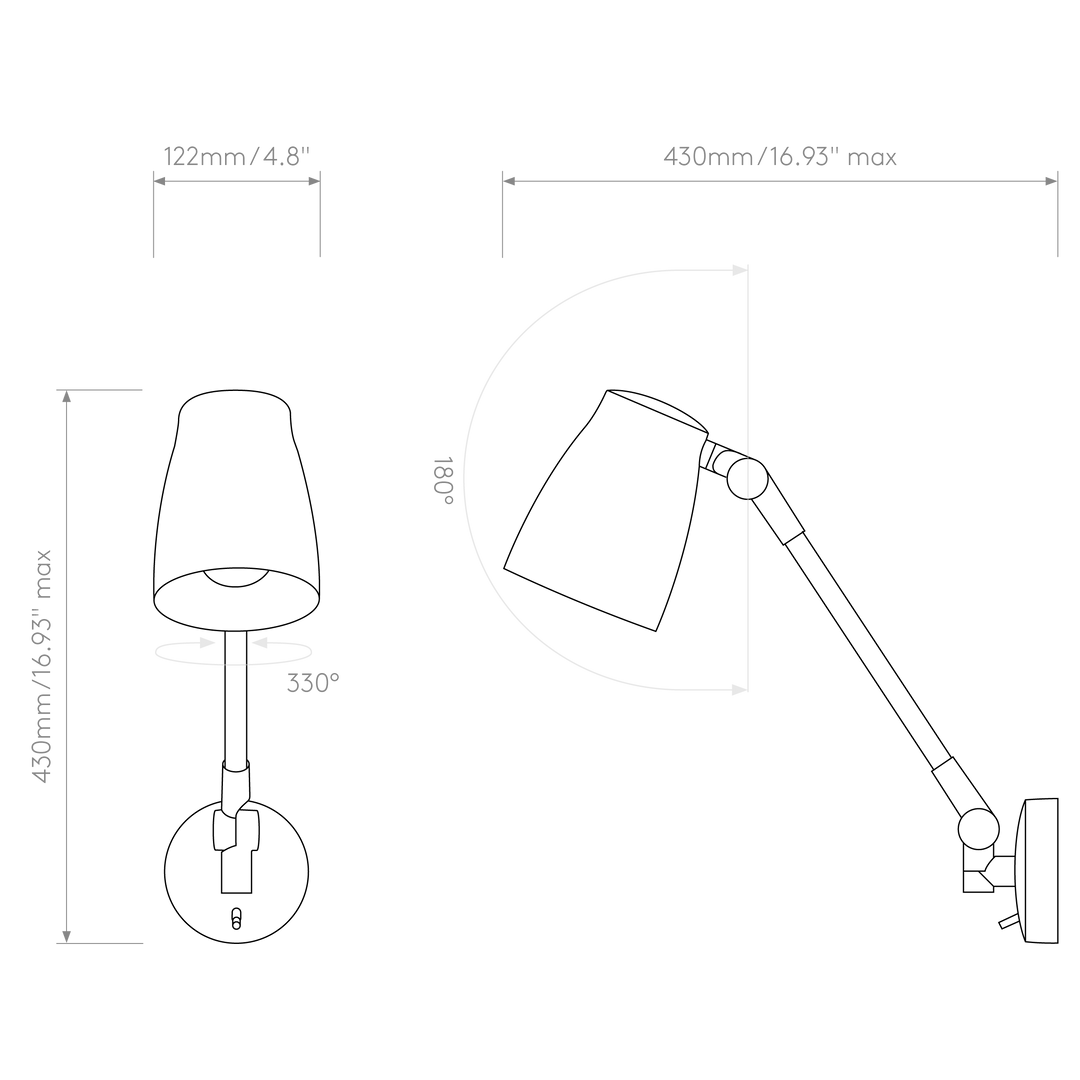 Astro Lighting Atelier Grande Wall dimension diagram