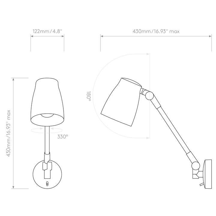 Astro Lighting Atelier Grande Wall dimension diagram