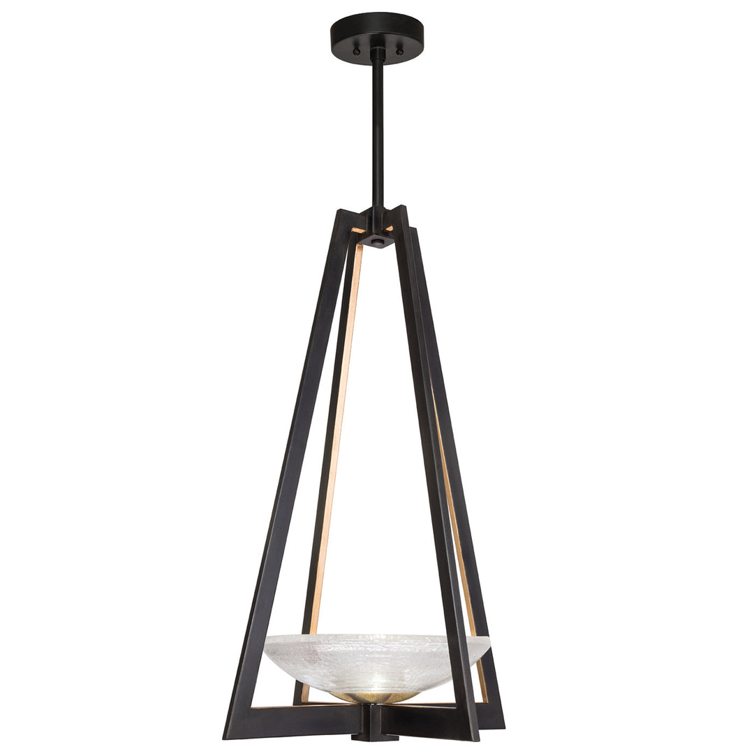 Fine Art Handcrafted Lighting Delphi 17.5"W Square Pendant in Standard Black Iron with Gold Leaf (896040-3ST)