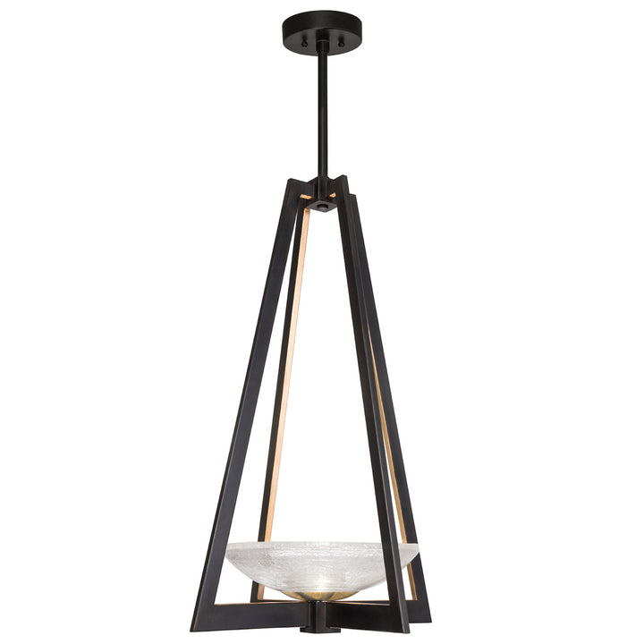 Fine Art Handcrafted Lighting Delphi 17.5"W Square Pendant in Standard Black Iron with Gold Leaf (896040-3ST)