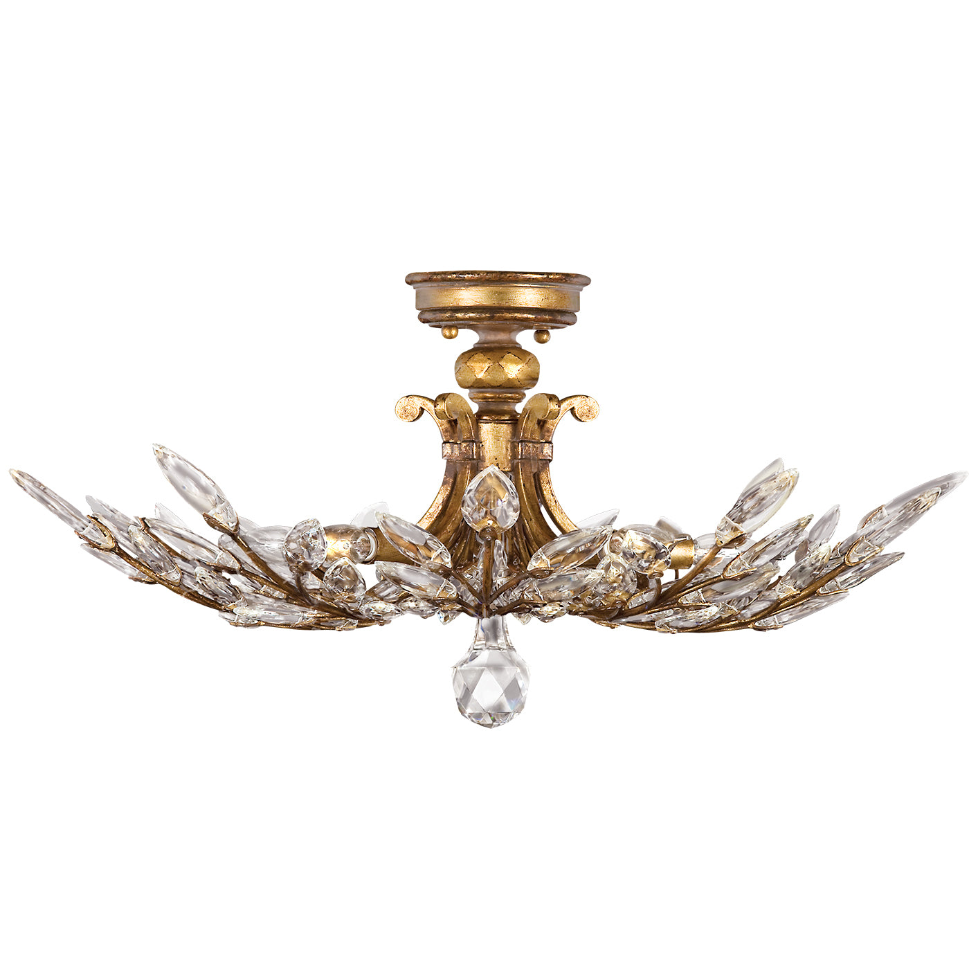 Fine Art Handcrafted Lighting Crystal Laurel Semi-Flush Mount Ceiling Mounts Fine Art Handcrafted Lighting Gold  