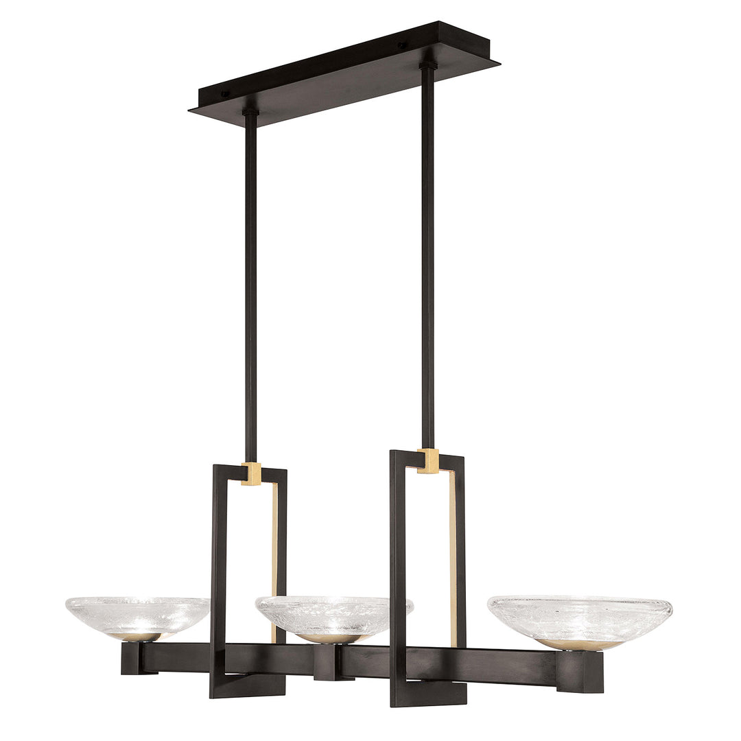 Fine Art Handcrafted Lighting Delphi 48"W Linear Pendant in Standard Black Iron with Gold Leaf (897040-3ST)