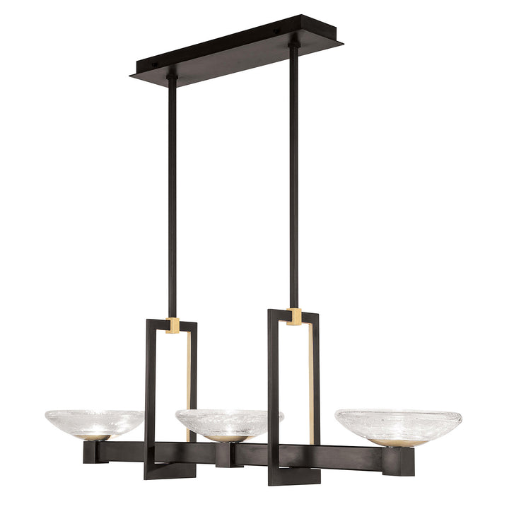 Fine Art Handcrafted Lighting Delphi 48"W Linear Pendant in Standard Black Iron with Gold Leaf (897040-3ST)
