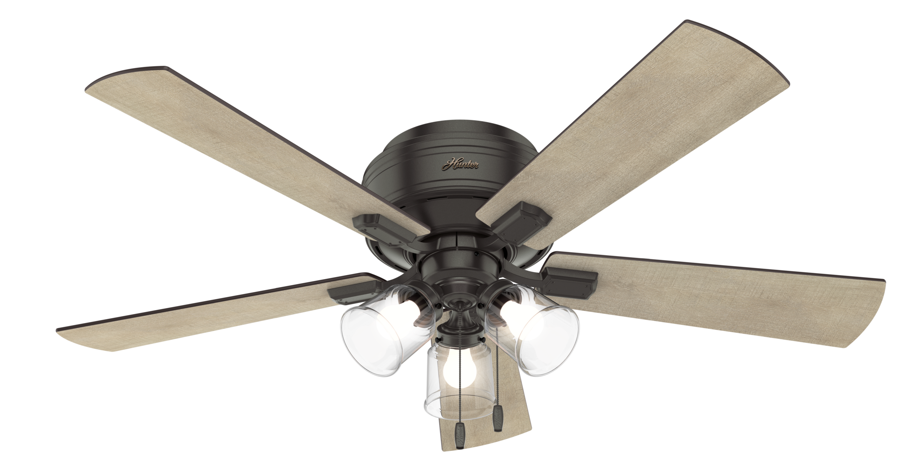 Hunter 52 inch Crestfield Low Profile Ceiling Fan with LED Light Kit and Pull Chain