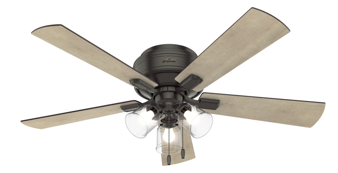 Hunter 52 inch Crestfield Low Profile Ceiling Fan with LED Light Kit and Pull Chain