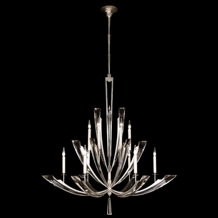 Fine Art Handcrafted Lighting Vol de Cristal 54"W Round Chandelier in Standard Silver Leaf (789840ST)