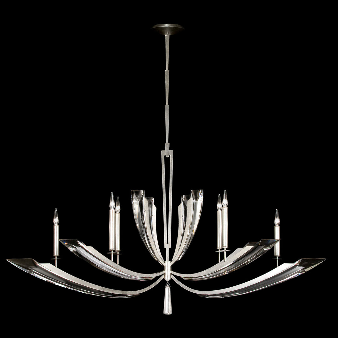 Fine Art Handcrafted Lighting Vol de Cristal 46"W Oblong Chandelier in Standard Silver Leaf (798140ST)