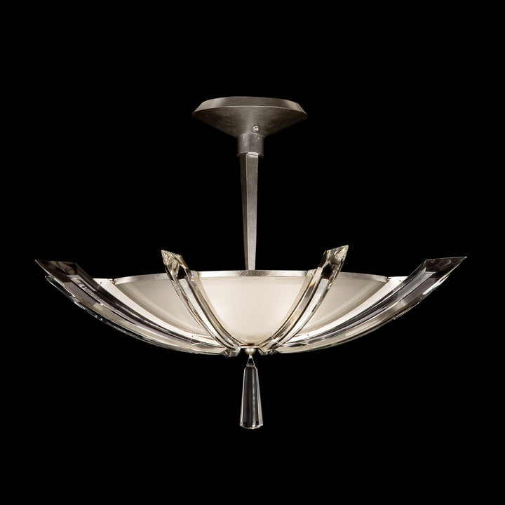 Fine Art Handcrafted Lighting Vol de Cristal 28"W Round Pendant in Standard Silver Leaf (799040ST)