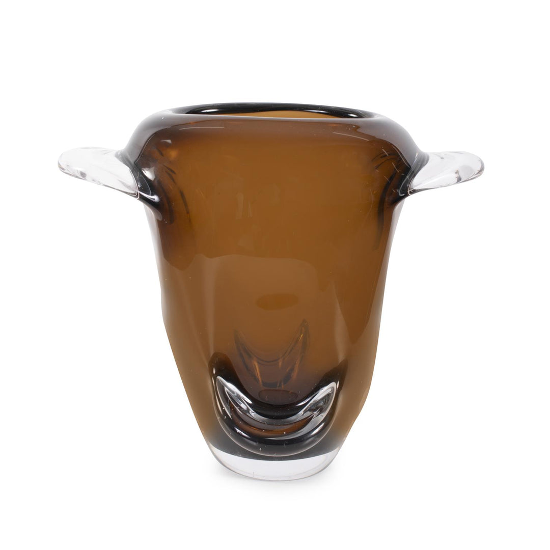 Howard Elliott Smokey Umber Flared Edged Glass Vase