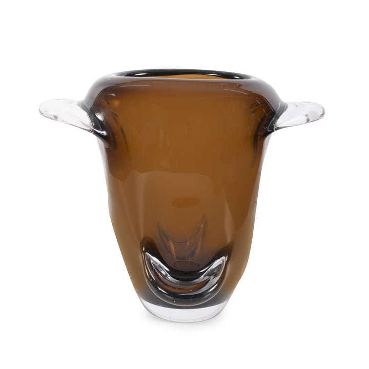 Howard Elliott Smokey Umber Flared Edged Glass Vase