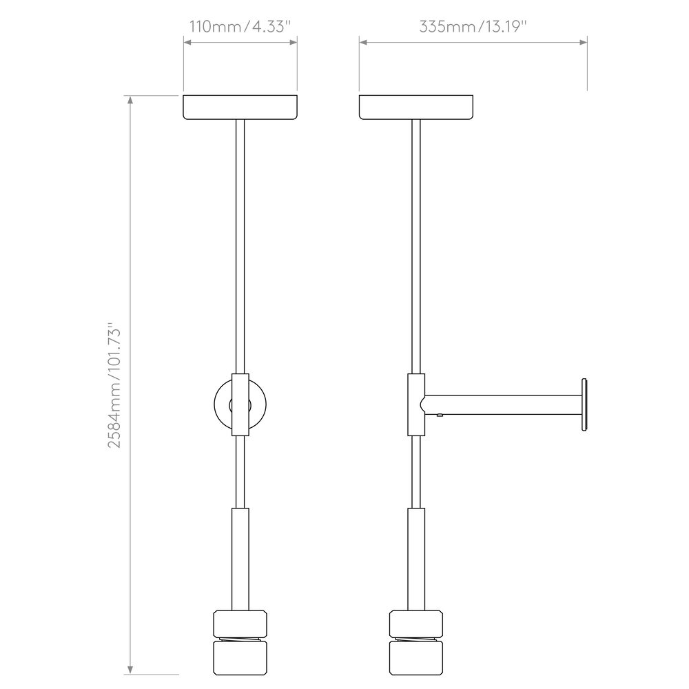 Astro Lighting Pendant Suspension Kit 3 dimension diagram
