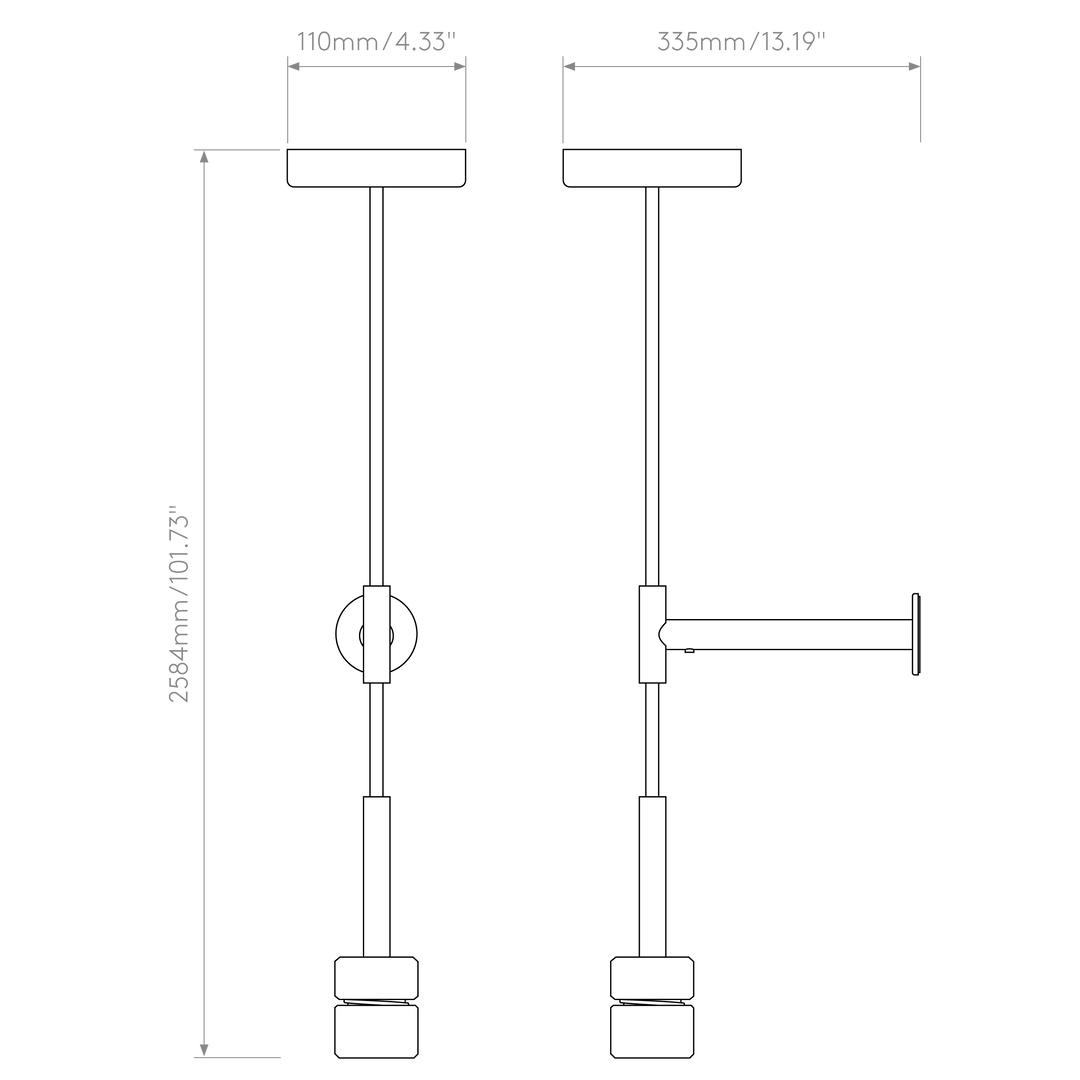 Astro Lighting Pendant Suspension Kit 3 dimension diagram