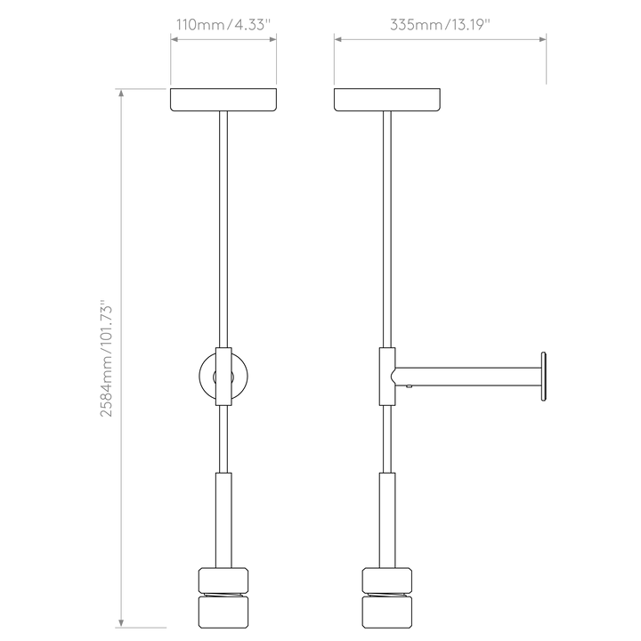 Astro Lighting Pendant Suspension Kit 3 dimension diagram