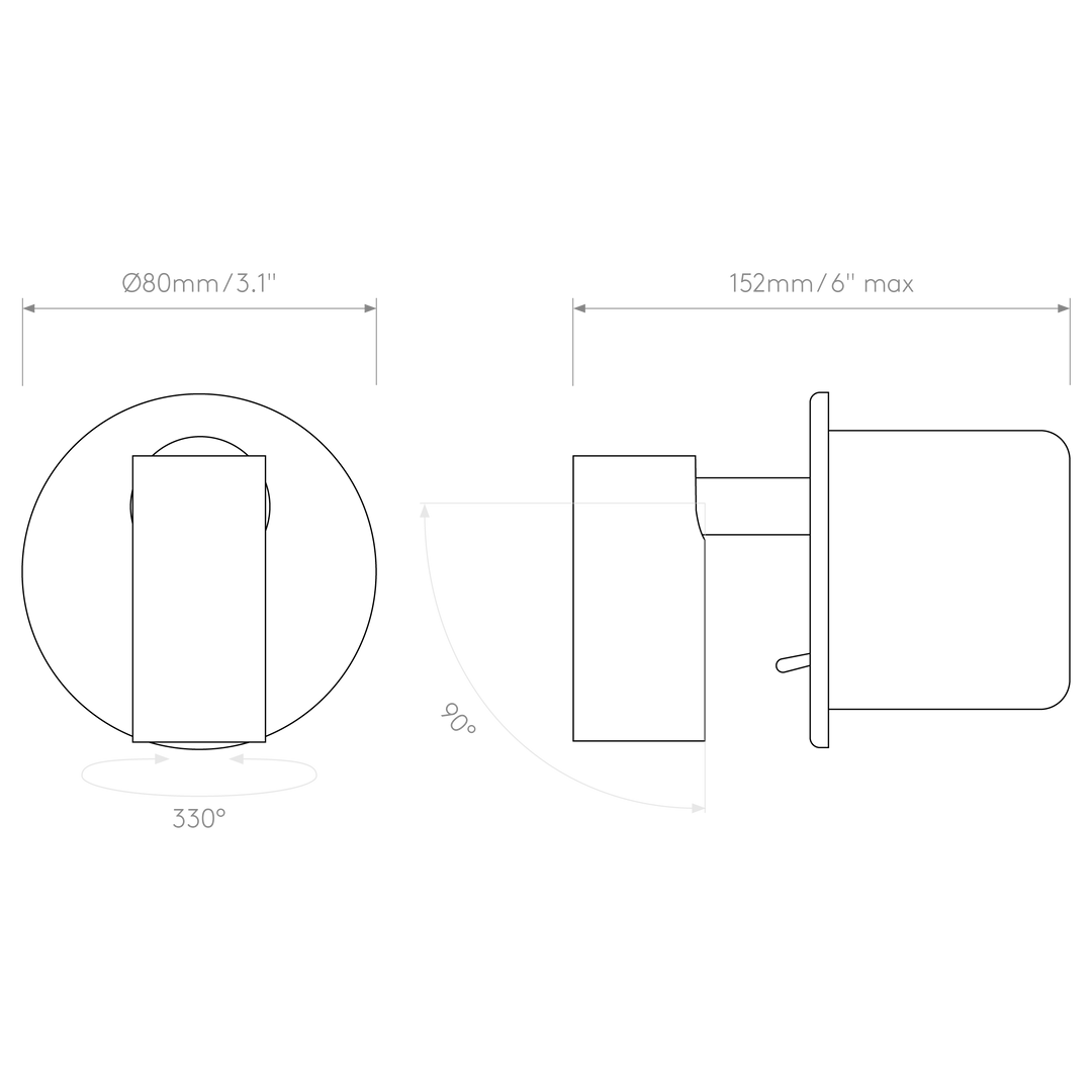 Astro Lighting Micro Recess Switched dimension diagram