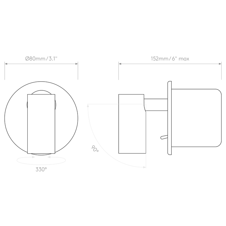 Astro Lighting Micro Recess Switched dimension diagram