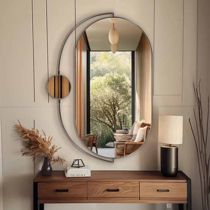 Howard Elliott Janik Stainless Steel Double Vanity Mirror- Brushed Black