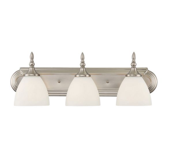 Savoy House Essentials Herndon Bath Vanity Lights Savoy House 24x8 Satin Nickel White Frosted Glass