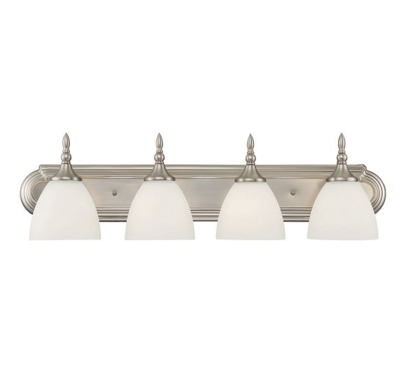 Savoy House Essentials Herndon Bath Vanity Lights Savoy House 30x8 Satin Nickel White Frosted Glass