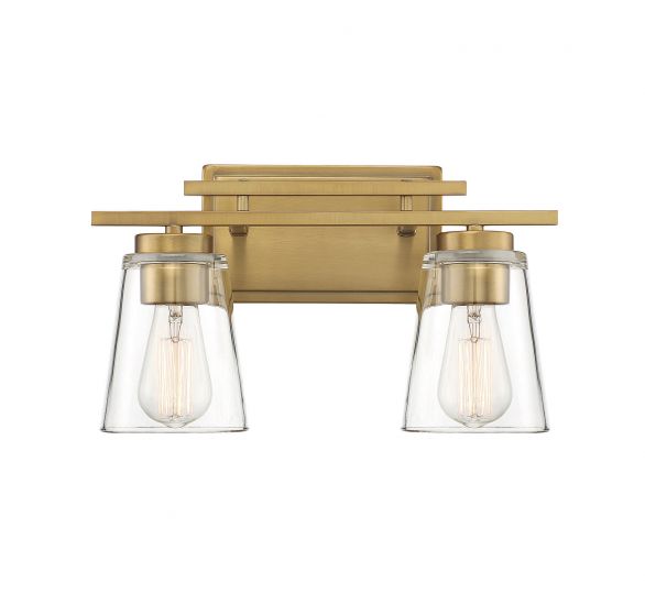 Savoy House Calhoun Bath Vanity Lights Savoy House Brass 14.58x8.75 Clear Glass