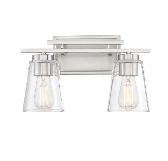 Savoy House Calhoun Bath Vanity Lights Savoy House Satin Nickel 14.58x8.75 Clear Glass