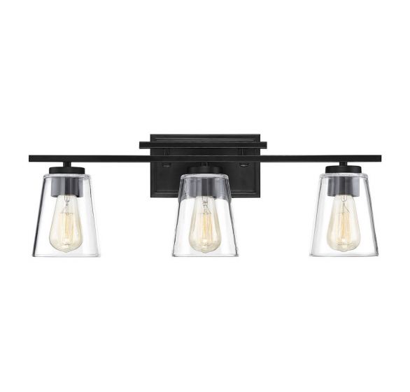 Savoy House Calhoun Bath | OS Vanity Lights Lighting Gallery Black 24x8.75 Clear Glass