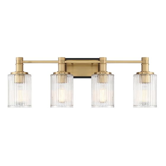 Savoy House Concord 4-Light Vanity Light 8-1102-4-143 in Matte Black with Warm Brass
