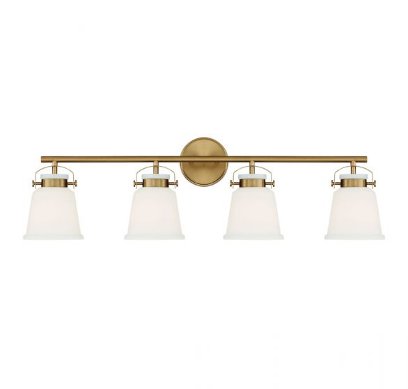 Savoy House Essentials Kaden Bath Vanity Lights Savoy House 34x10.5 Brass White Opal Glass