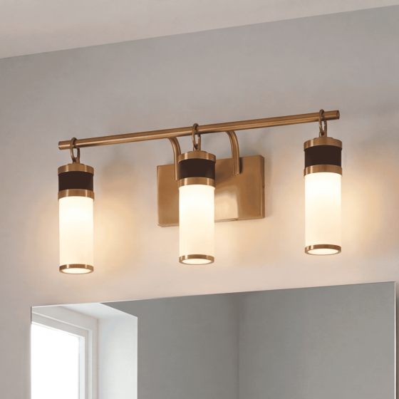 Savoy House Abel 3-Light Vanity Light 8-1638-3-143 in Matte Black with Warm Brass Accents