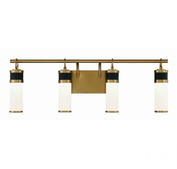 Savoy House Abel Bath Vanity Lights Savoy House 30x10 Black White Opal Glass