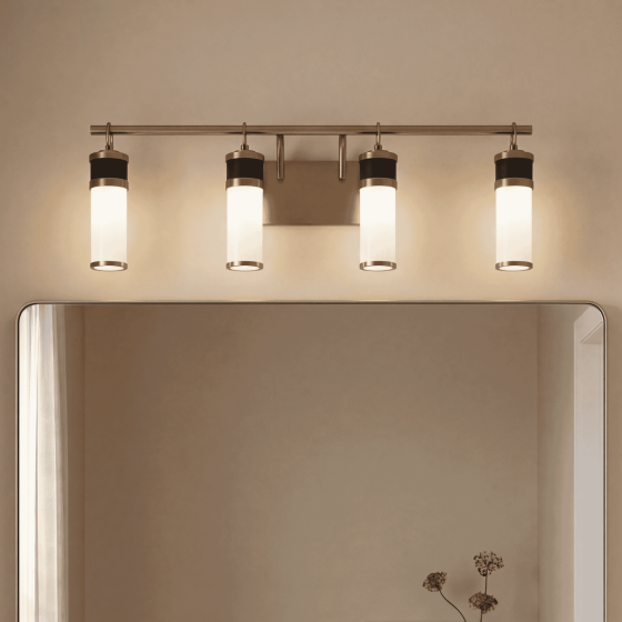 Savoy House Abel 4-Light Vanity Light 8-1638-4-143 in Matte Black with Warm Brass Accents