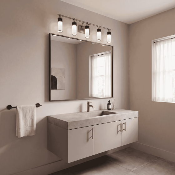 Savoy House Abel 5-Light Vanity Light 8-1638-5-143 in Matte Black with Warm Brass Accents