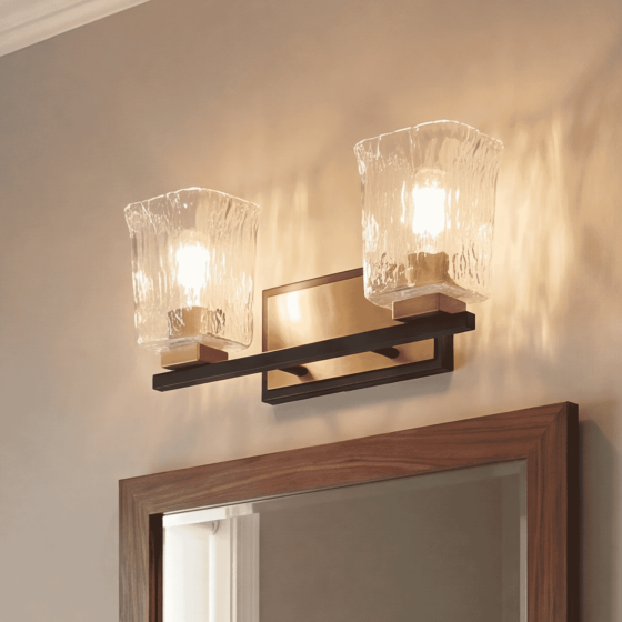 Savoy House Sidney 2-Light Bathroom Vanity Light 8-1720-2-143 in Matte Black with Warm Brass Accents