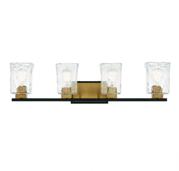 Savoy House Sidney Bath Vanity Lights Savoy House 32x8 Black Clear Water Piastra Glass