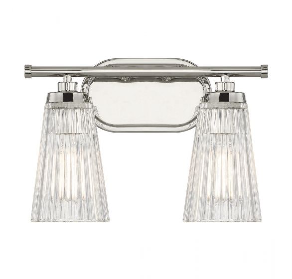 Savoy House Essentials Chantilly Bath Vanity Lights Savoy House 14x10 Chrome/Polished Nickel Clear Ribbed Glass