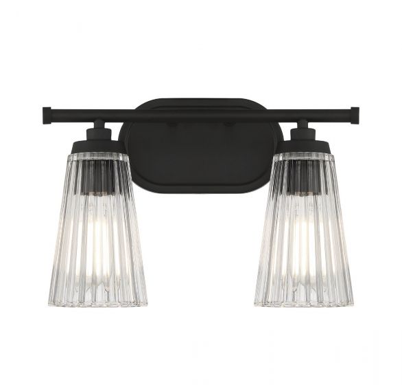 Savoy House Essentials Chantilly Bath Vanity Lights Savoy House 14x10 Black Clear Ribbed Glass