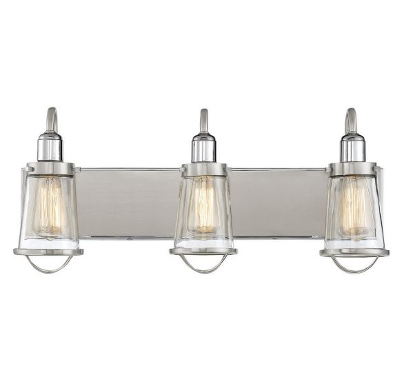 Savoy House Lansing Bath Vanity Lights Savoy House 24x10 Satin Nickel Clear Glass