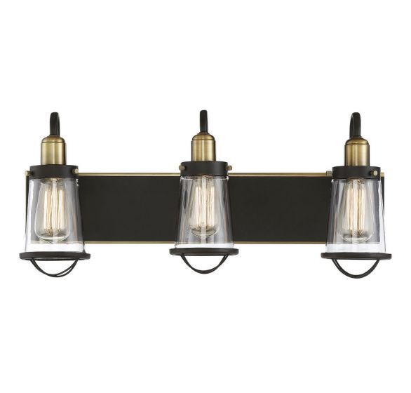 Savoy House Lansing Bath Vanity Lights Savoy House 24x10 Bronze Clear Glass