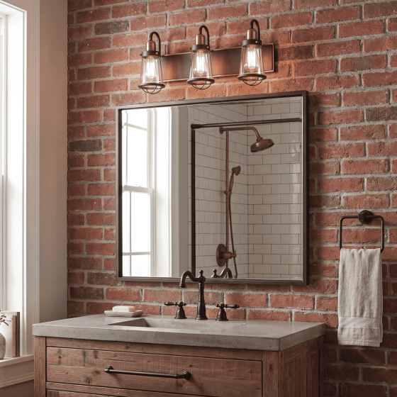 Savoy House Lansing 3-Light Bathroom Vanity Light 8-1780-3-79 in English Bronze and Warm Brass