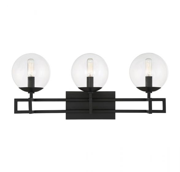 Savoy House Essentials Crosby Bath Vanity Lights Savoy House 24x10.5 Black Clear Glass