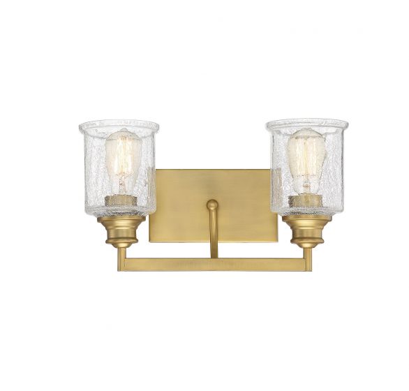 Savoy House Hampton Bath Vanity Lights Savoy House 16x8.75 Brass Clear Crackled Glass