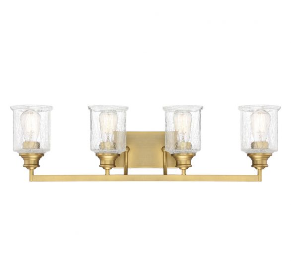 Savoy House Hampton Bath Vanity Lights Savoy House 32x8.75 Brass Clear Crackled Glass