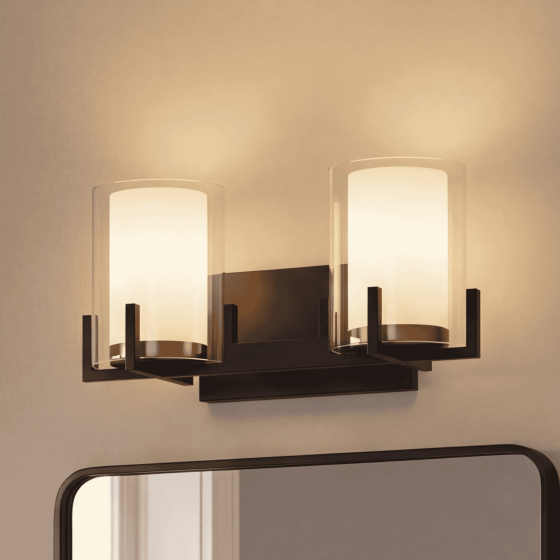 Savoy House Eaton 2-Light Vanity Light 8-1977-2-143 in Matte Black with Warm Brass Accents