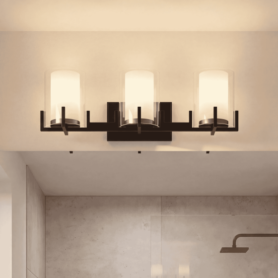 Savoy House Eaton 3-Light Vanity Light 8-1977-3-143 in Matte Black with Warm Brass Accents