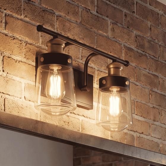 Savoy House Macauley 2-Light Bathroom Vanity Light 8-2069-2-51 in Vintage Black with Warm Brass