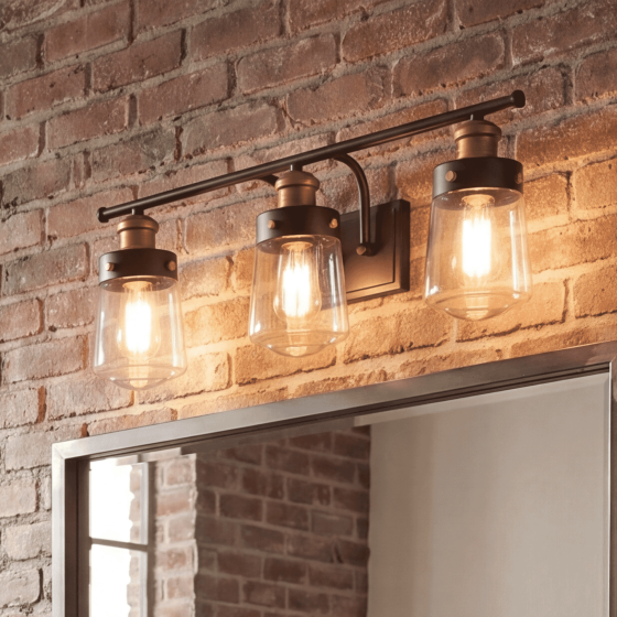 Savoy House Macauley 3-Light Bathroom Vanity Light 8-2069-3-51 in Vintage Black with Warm Brass
