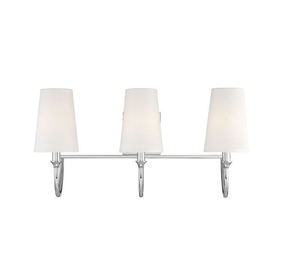 Savoy House Essentials Cameron Bath Vanity Lights Savoy House 24x12 Chrome/Polished Nickel White Fabric