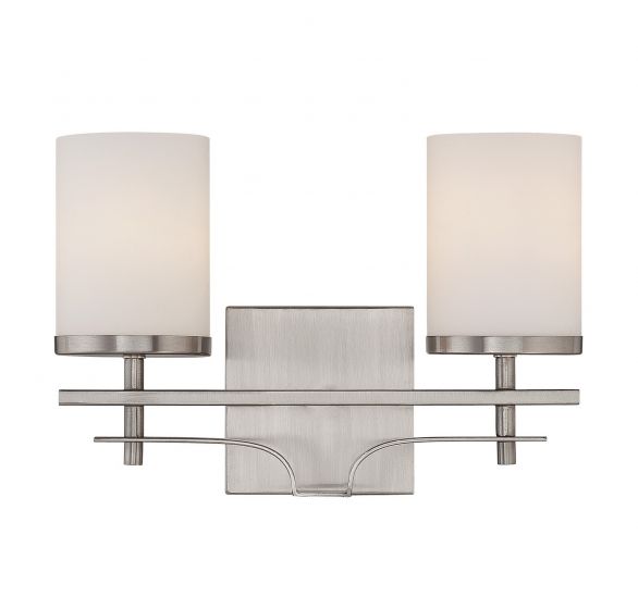 Savoy House Essentials Colton Bath Vanity Lights Savoy House 13.5x9 Satin Nickel White Opal Glass