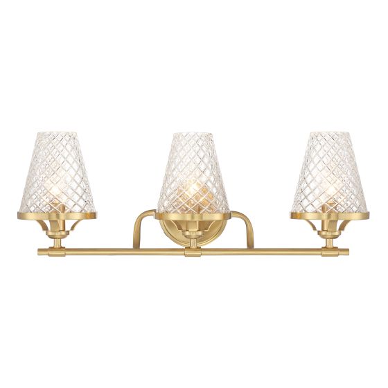 Savoy House Candler 3-Light Bathroom Vanity Light 8-3596-3-322 in Warm Brass